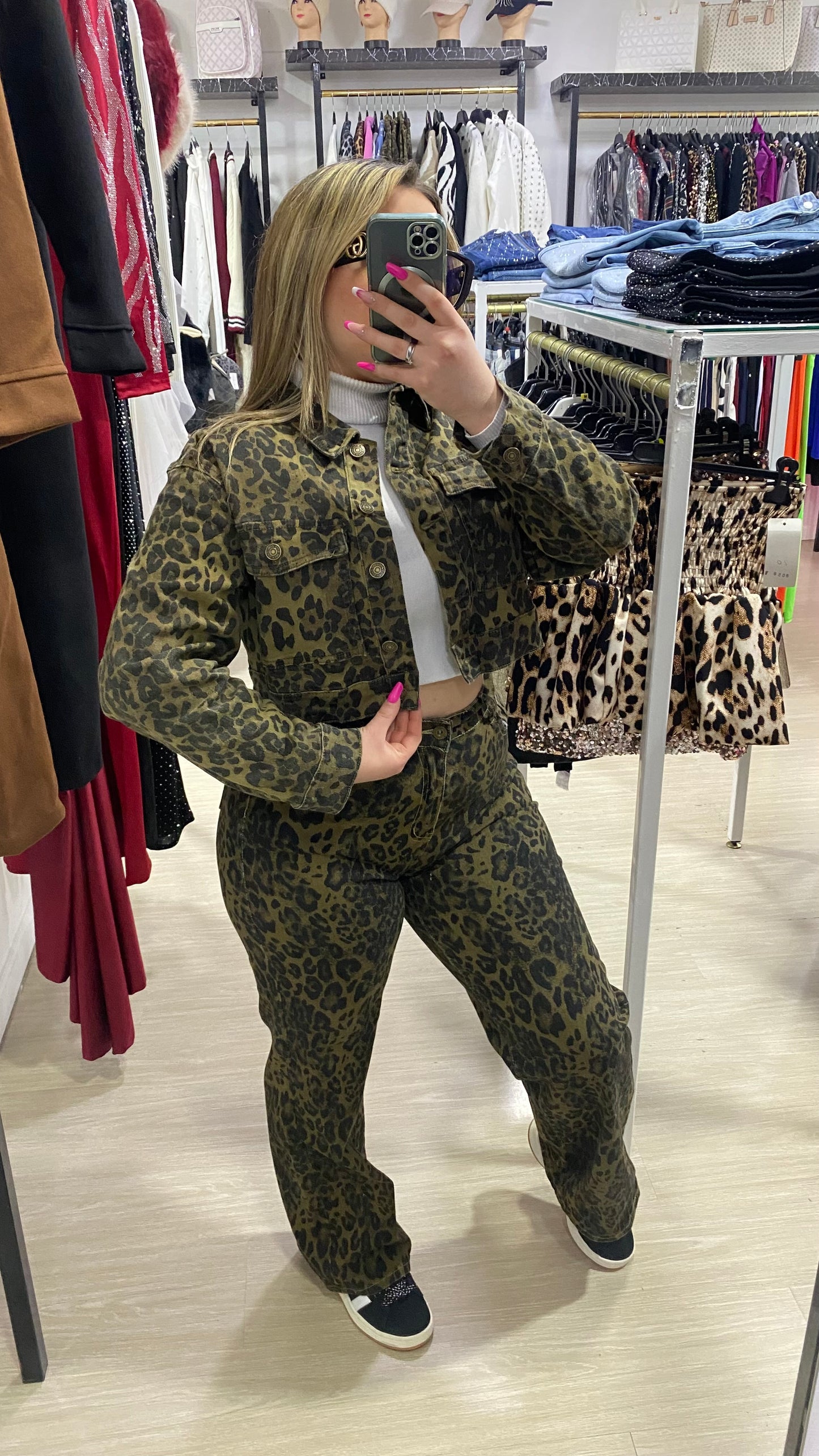 Giacca jeans Leopard