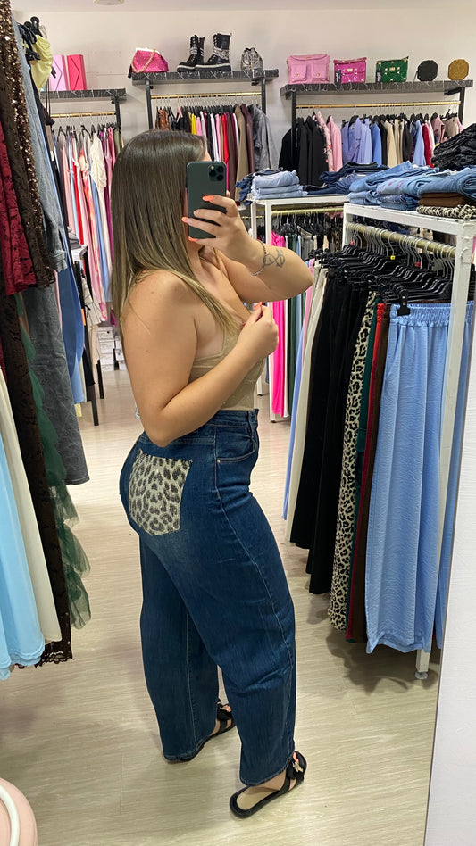 Jeans tasca maculata