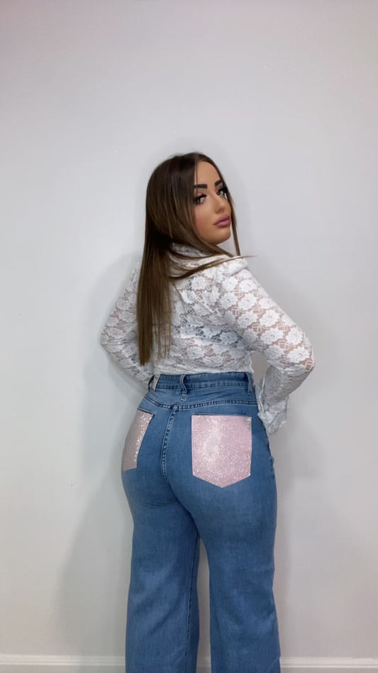 Jeans tasca rosa