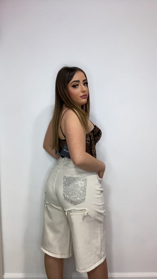 Bermuda tasca brillantini